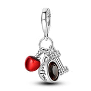 Gym Coffee Apple Pandora Charm | Fitness Dumbbell Dangle | Healthy Lifestyle Motivation Gift