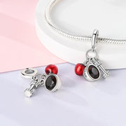 Gym Coffee Apple Pandora Charm | Fitness Dumbbell Dangle | Healthy Lifestyle Motivation Gift