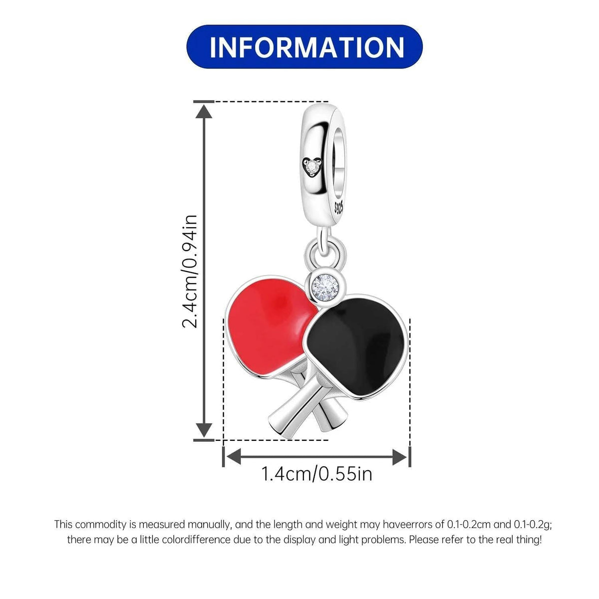Table Tennis sterling silver charm view 5