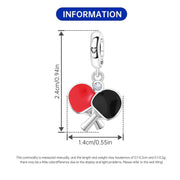 Table Tennis Pandora Charm | Red Black Paddle Bat | Ping Pong Sport Jewelry | Athlete Gift