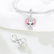 Mouse Pandora Charm | Rat Pink Ears | Silver Dangle | Kawaii Pet Rodent Gift