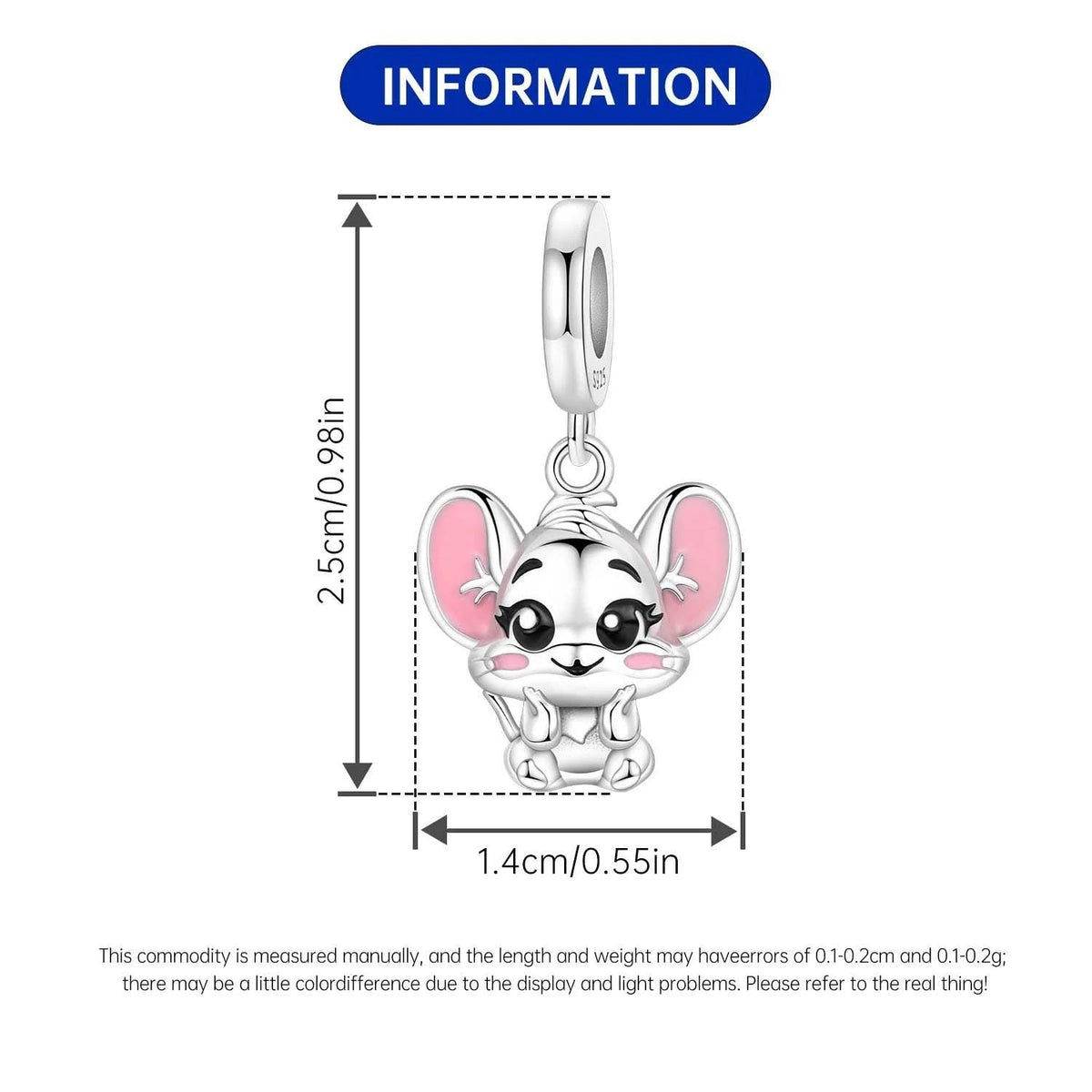 Mouse sterling silver charm view 5