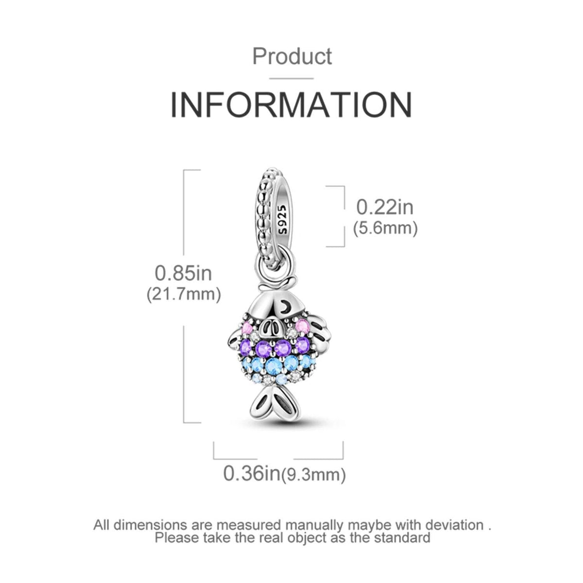 Fish sterling silver charm view 5