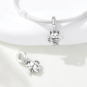 Cat Playing Guitar Pandora Charm | Singing Kitten Musician Bead | Silver Music Lover Gift