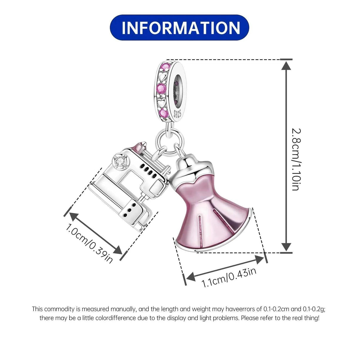 Sewing sterling silver charm view 5