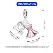 Sewing Bead Fits Pandora Charm Bracelet, 925 Sterling Silver Machine, Pink Dress Dangle Gift
