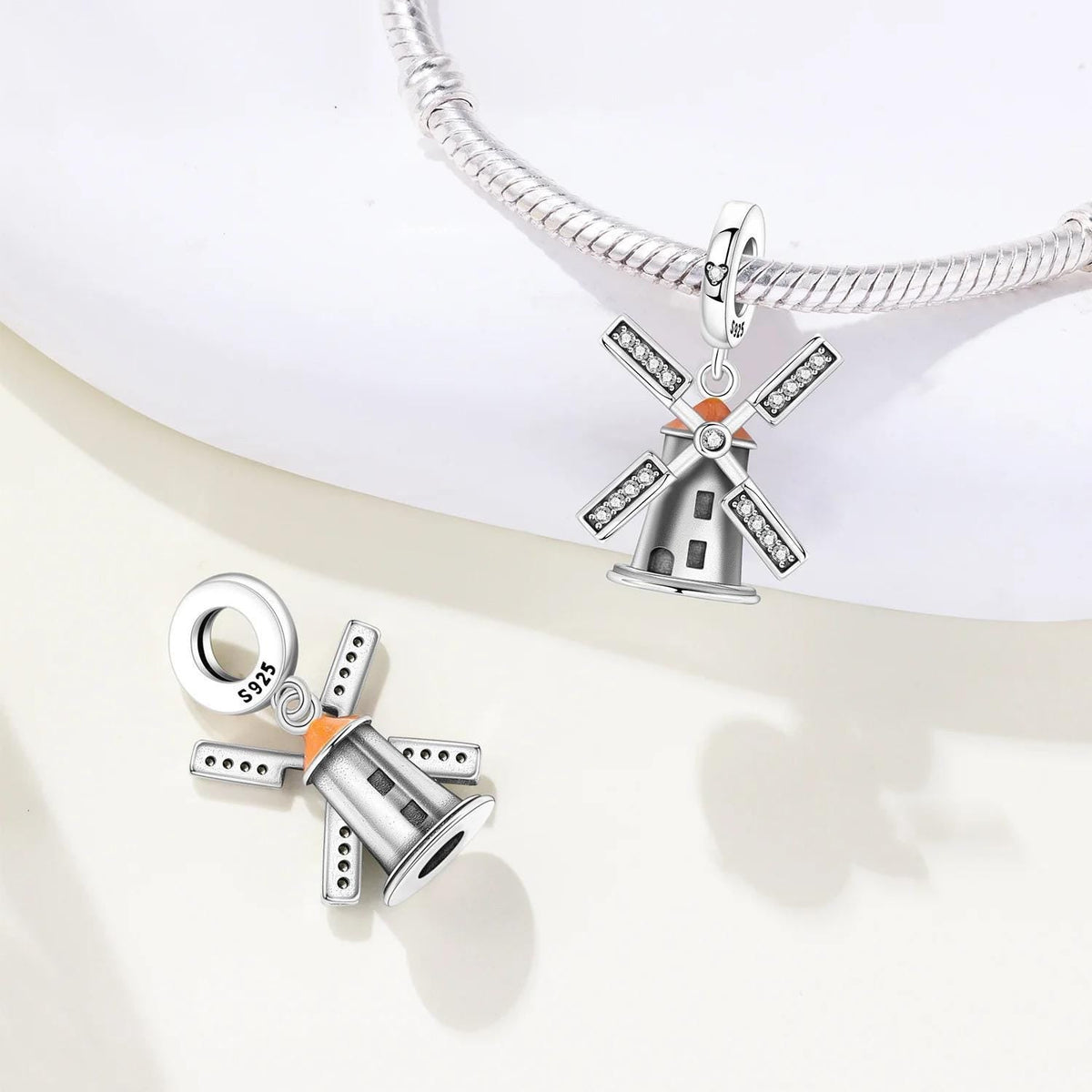 Windmill charm detail view