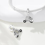 Scooter Pandora Charm | Retro Moped Dangle | Silver Italian Travel Gift | Crystal Motorbike Jewelry