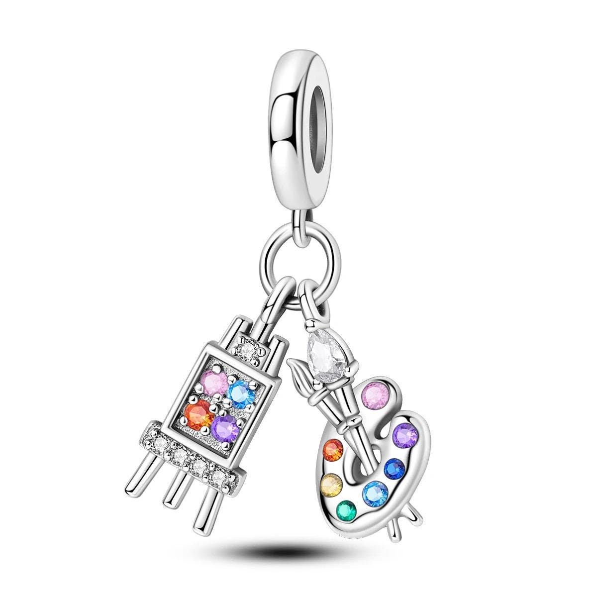 Artist Palette Easel 925 sterling silver charm