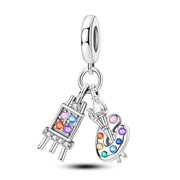 Artist Palette Pandora Charm | Easel Paint Brush Dangle | Art Teacher Gift | Painter Jewelry