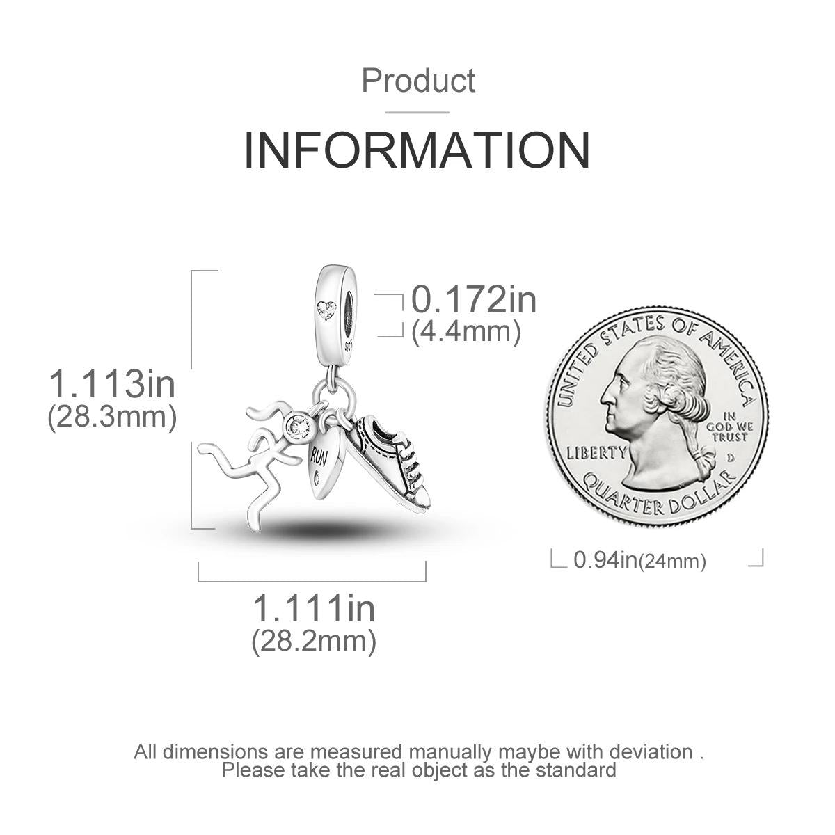 Running Girl sterling silver charm view 5