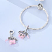 Pink Radio Music Pandora Charm | Microphone Dangle | Pop Star Singer Gift | Retro Karaoke Jewelry