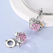 Cat Dog Pandora Charm | Corgi Puppy Kitten | Pink Crystal Dangle | Friends Pet Lover Gift