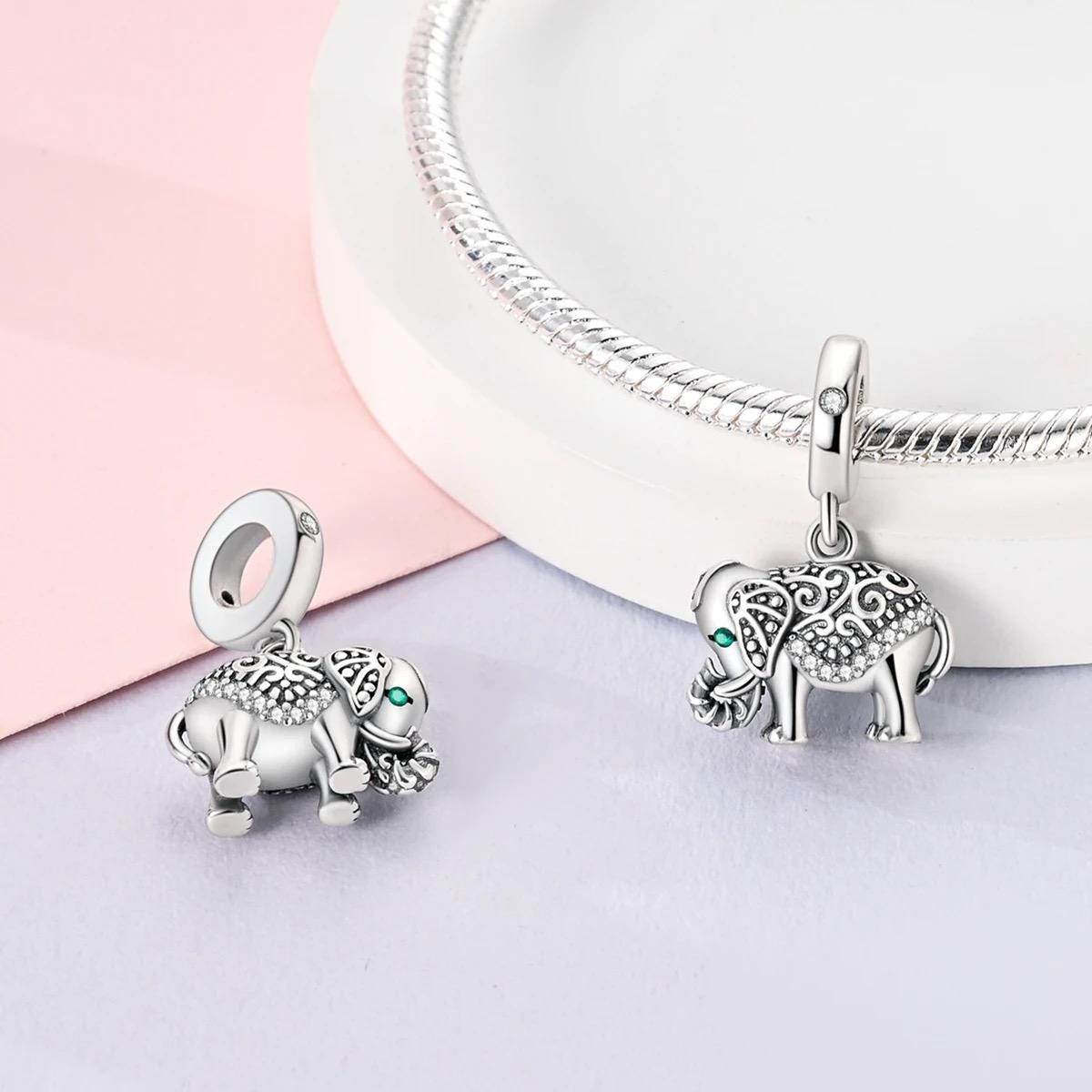 Ornate Elephant charm detail view