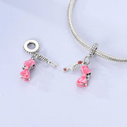 Hairdresser Pandora Charm | Pink Bow Comb Dangle | Silver Salon Stylist Gift | Coquette Jewelry