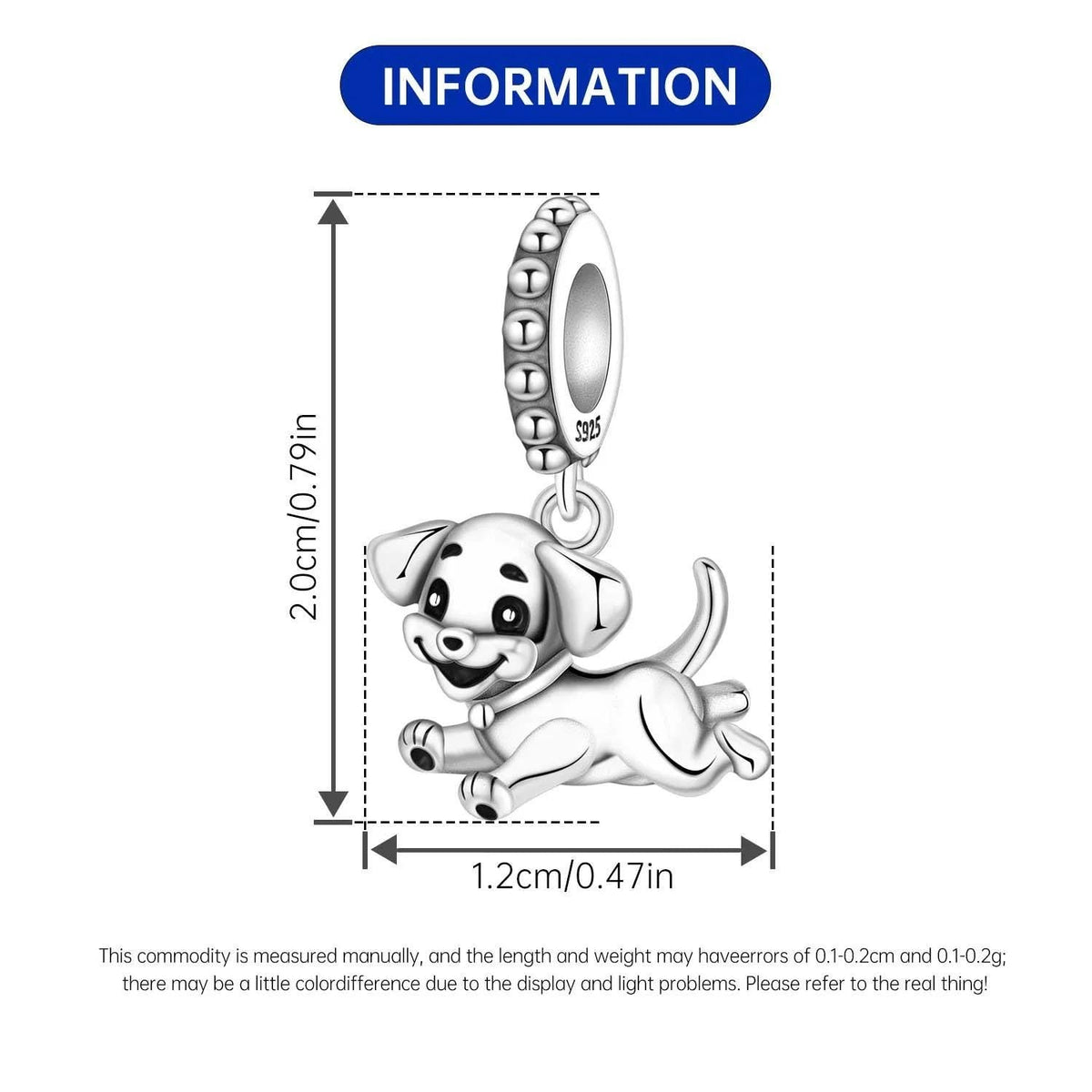 Playful Puppy Dangle sterling silver charm view 5