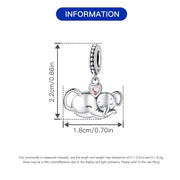 Elephant Pandora Charm | Mom & Baby Sleeping | Pink Heart Crystal | Silver Dangle | Family Love Gift