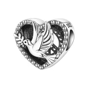 Dove of Peace Pandora Charm | Olive Branch Heart Bead | Silver Jewelry | Confirmation Faith Gift