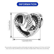 Dove of Peace Pandora Charm | Olive Branch Heart Bead | Silver Jewelry | Confirmation Faith Gift