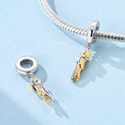 Hugging Couple Pandora Charm | Two Tone Gold Silver | Romantic Embrace Dangle | Anniversary Love Gift