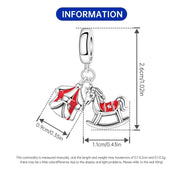 Circus Tent Pandora Charm | Rocking Horse Carousel | Red Enamel Dangle | Carnival Fun Gift