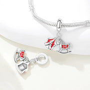 Circus Tent Pandora Charm | Rocking Horse Carousel | Red Enamel Dangle | Carnival Fun Gift