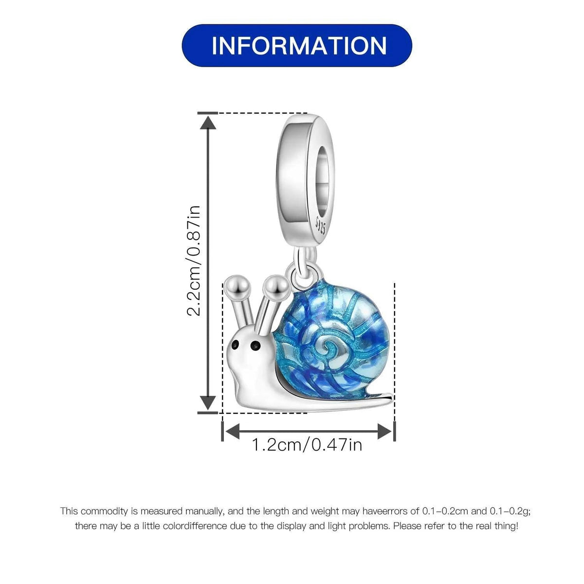 Snail sterling silver charm view 5