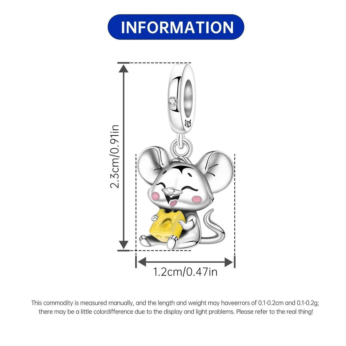 Mouse sterling silver charm view 5