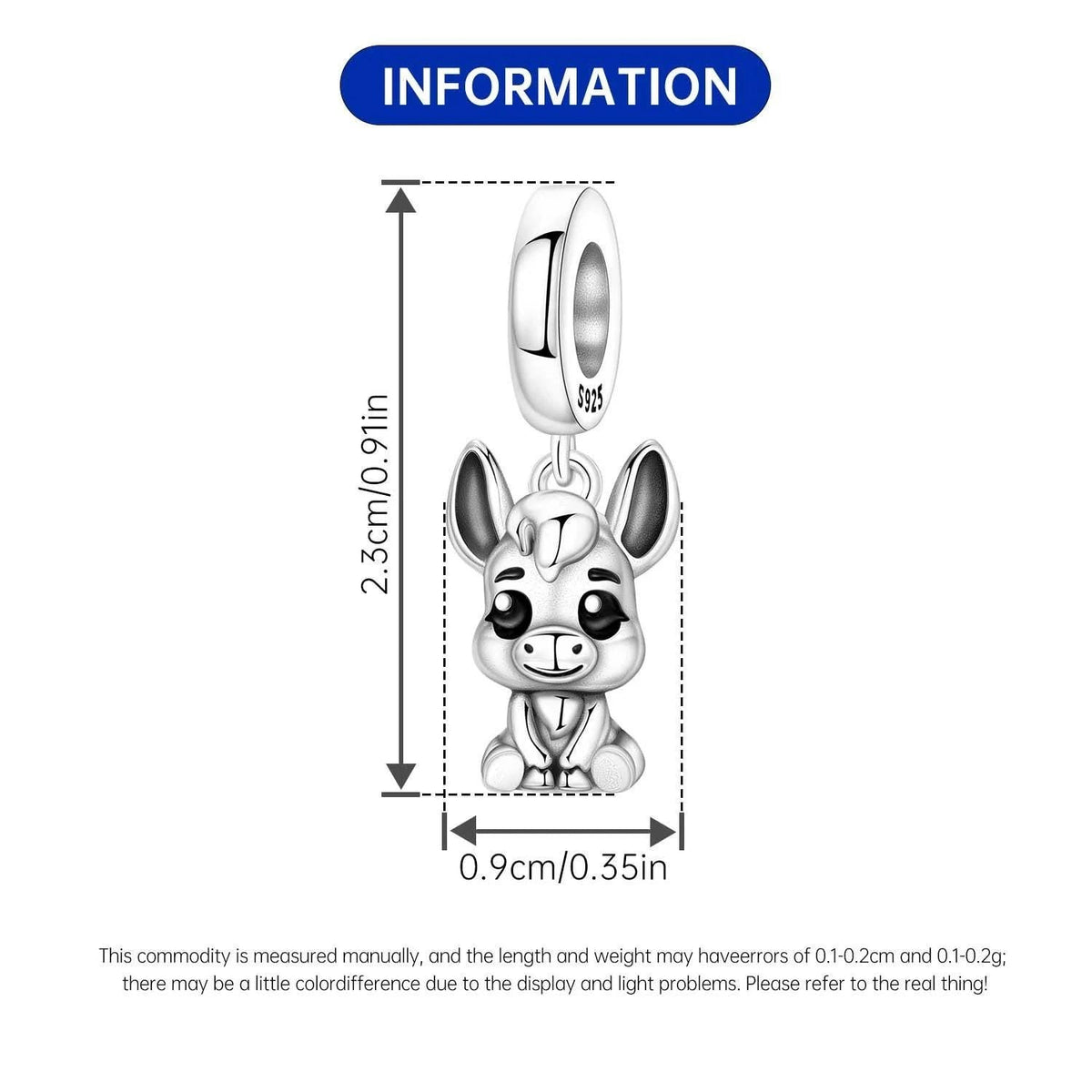 Donkey sterling silver charm view 5