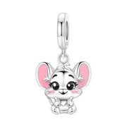 Mouse Pandora Charm | Rat Pink Ears | Silver Dangle | Kawaii Pet Rodent Gift