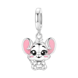 Mouse Pandora Charm | Rat Pink Ears | Silver Dangle | Kawaii Pet Rodent Gift
