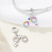 Male Female Symbol Pandora Charm | Rainbow Mars Venus Dangle | Couple Love Gift | Gender Sign