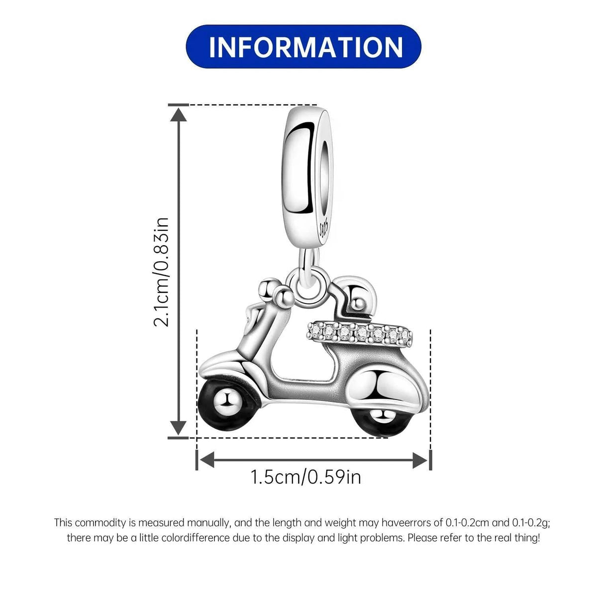 Scooter sterling silver charm view 5