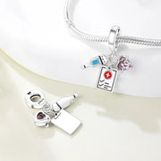 Nurse Pandora Charm | Thermometer Clipboard Heartbeat | Silver Medical Dangle | Healthcare Graduation Gift