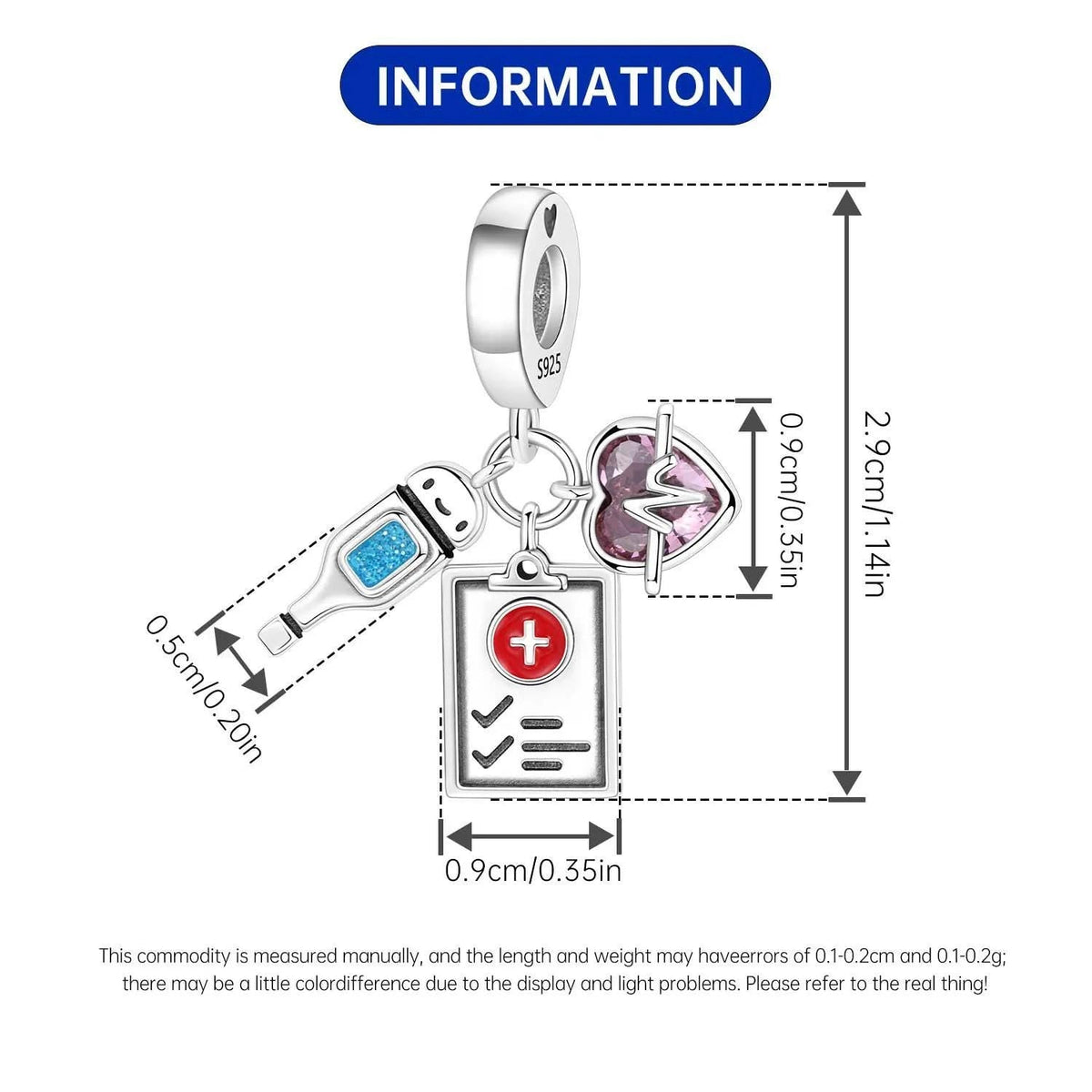 Medical Nurse sterling silver charm view 5