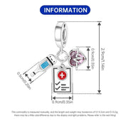 Nurse Pandora Charm | Thermometer Clipboard Heartbeat | Silver Medical Dangle | Healthcare Graduation Gift