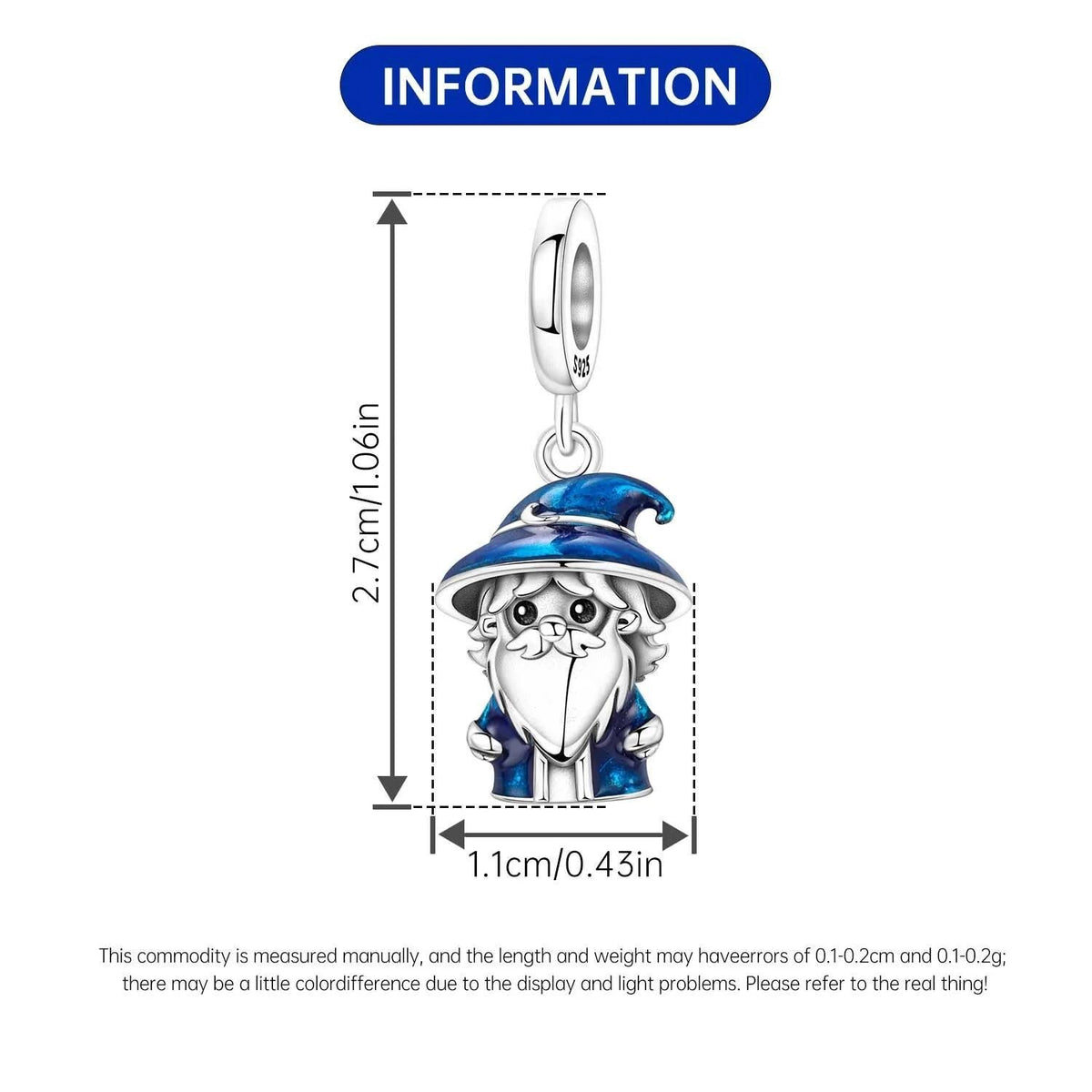 Magic Wizard sterling silver charm view 5