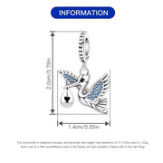 Stork Baby Boy Pandora Charm | Blue Crystal Bird Dangle | New Mom Shower Gift