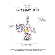 Baby Stroller Pandora Charm | Mom Heart Footprint | Pacifier Triple Dangle | Pink New Mom Gift