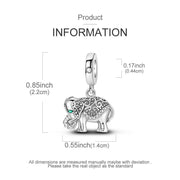 Lucky Elephant Pandora Charm | Green Eye Crystal | Silver Good Luck Dangle | Boho Filigree Jewelry