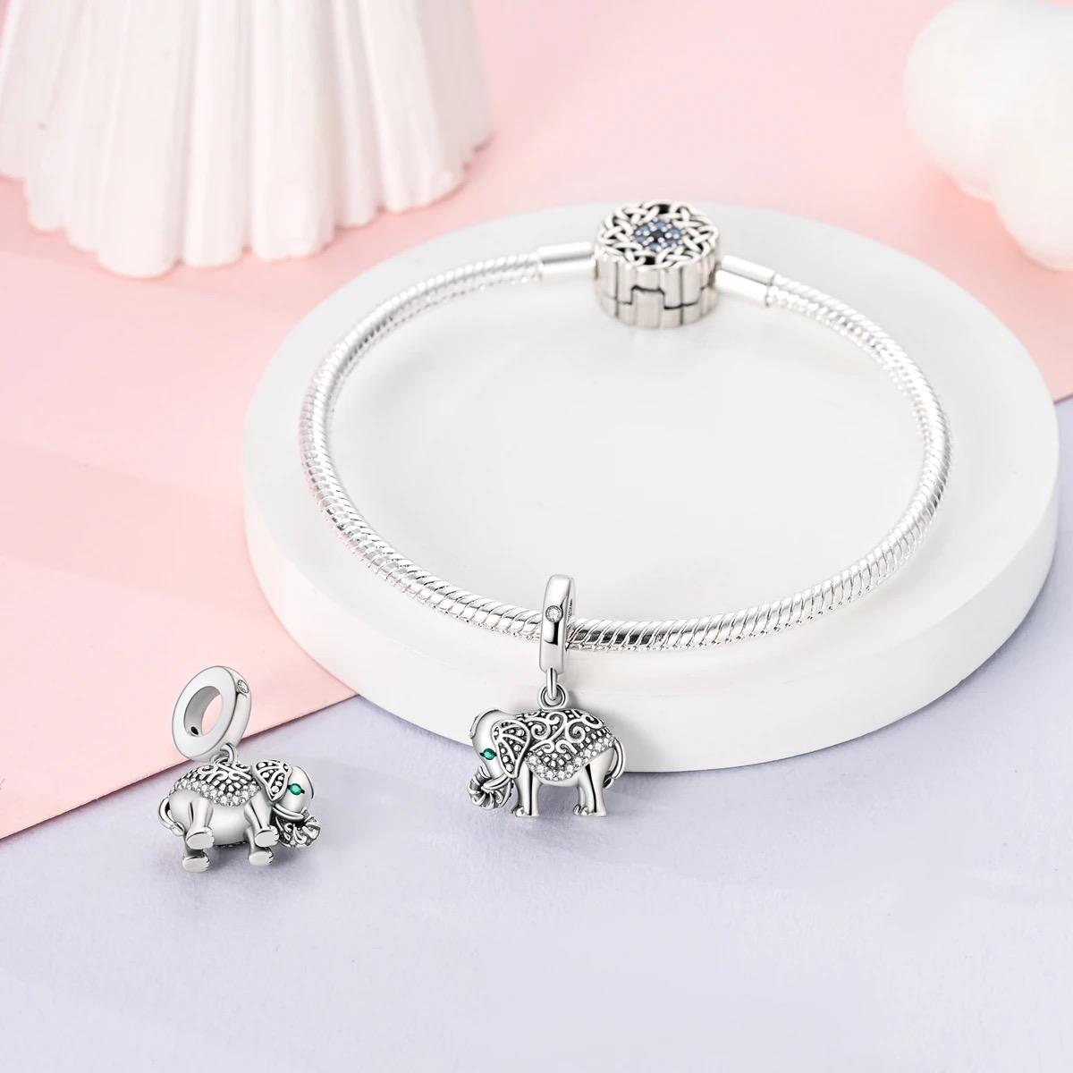 Ornate Elephant sterling silver charm view 6