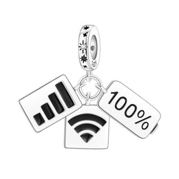 Full Battery Wifi Pandora Charm | Power Signal Dangle | Social Media Tech Gift | Teenager Jewelry