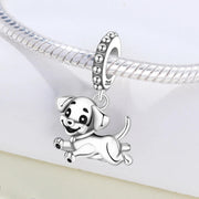 Playful Puppy Pandora Charm | Silver Dog Dangle | Labrador Retriever Bead | Pet Lover Gift
