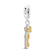 Hugging Couple Pandora Charm | Two Tone Gold Silver | Romantic Embrace Dangle | Anniversary Love Gift