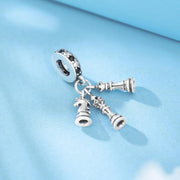 Chess Pieces Pandora Charm | King Queen Knight Dangle | Silver Board Game Jewelry | Strategy Gift