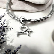 Dachshund Heart Pandora Charm | Sausage Dog Silver Dangle | Wiener Puppy Pet Lover Gift