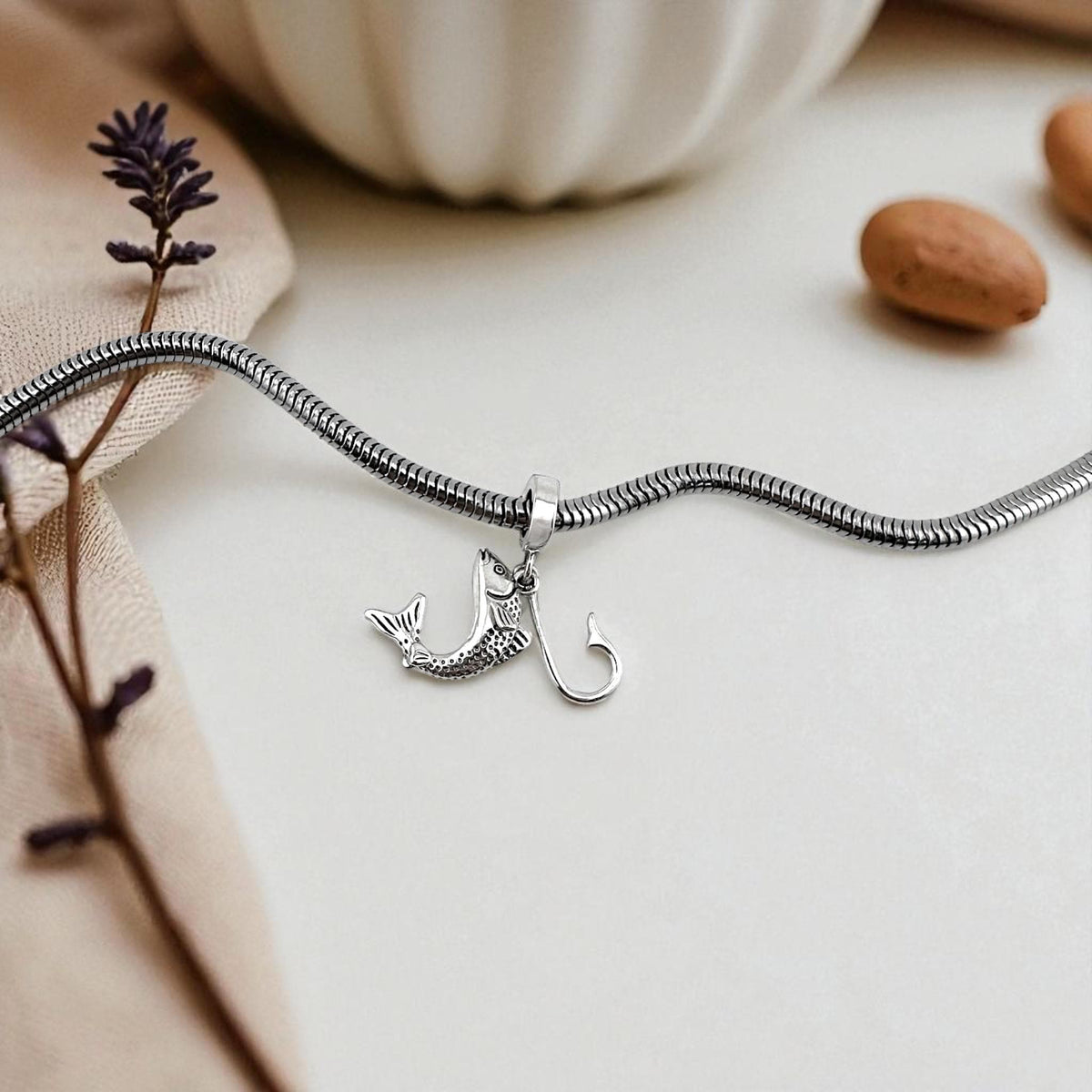 Fishing Hook Fish charm detail view