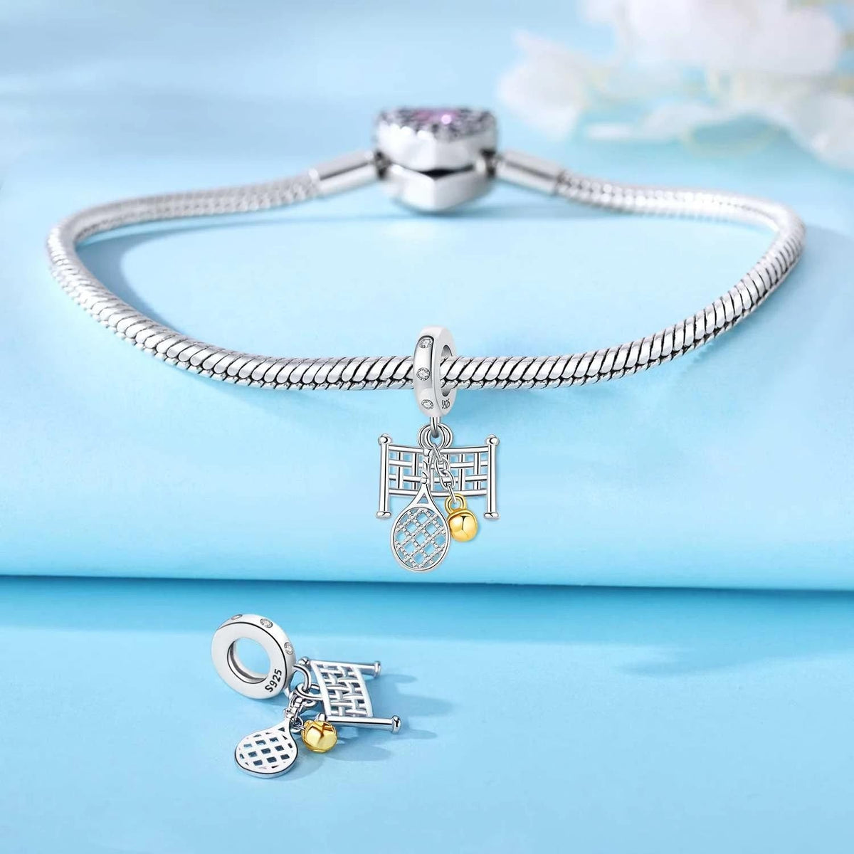 Tennis Court sterling silver charm view 7