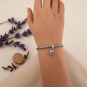 Highland Cow Pandora Charm | Pink Heart Crystal | Silver Dangle | Scottish Animal Love Gift