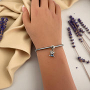 Highland Cow Pandora Charm | Blue Heart Crystal | Silver Dangle | Scottish Animal Bead | Heilan Coo